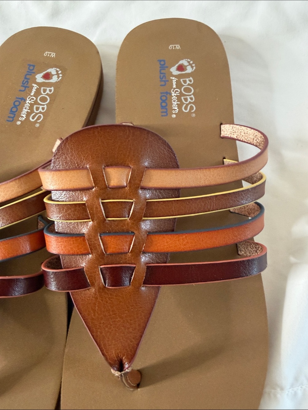 Woman's BOBS SKECHERS Slip On Thong Sandals Tropic Romance - Size 10 Worn 1-2X! - Picture 2 of 6